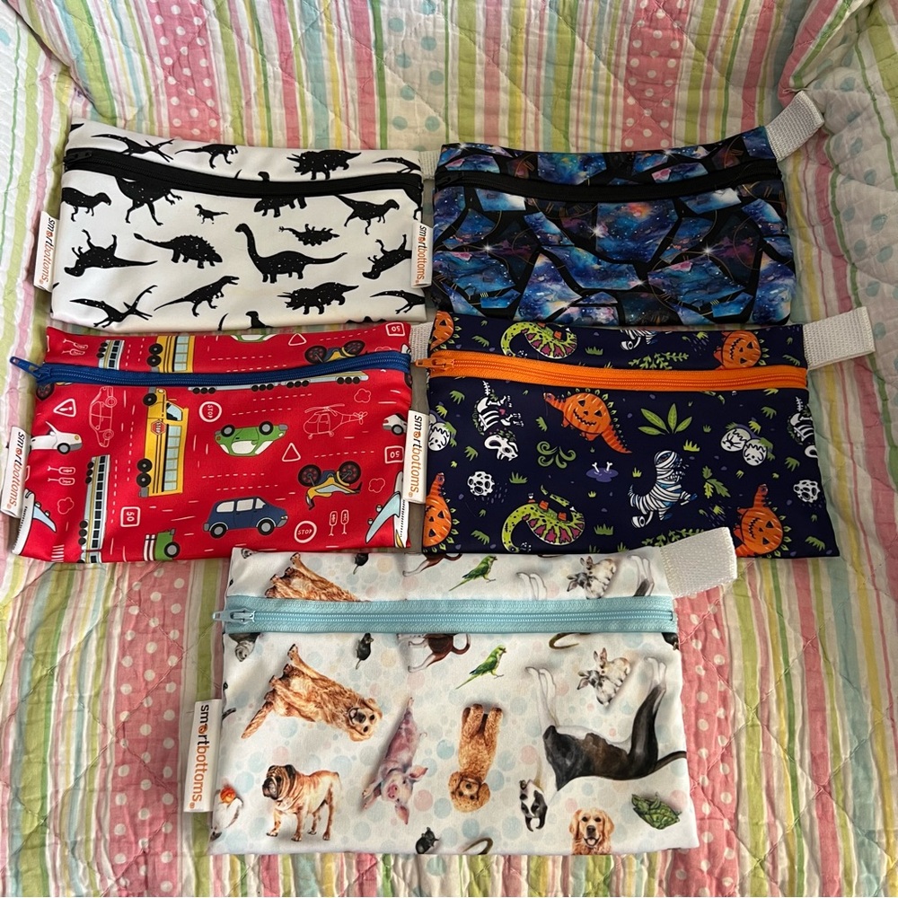 Smart Bottoms Small Wet Bag Lot - 5 Count - Size: 8.5” x 5”